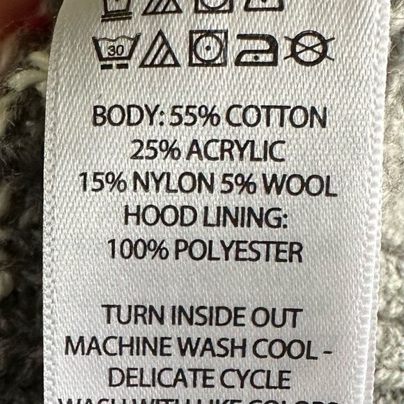 NWT Kaisley Nordic Valentines Heart Print Wool Blend Pom Pom Hooded Sherpa Lined - Picture 6 of 8